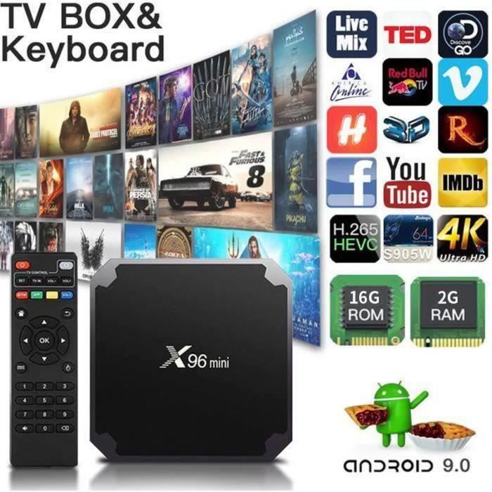 TV BOX X96 MINI 2GO + 16GO Android 9.0 Multi-Core 64bit Cortex-A53, GPU Mali-450,4KHD, 2.4GWIFI, Lecteur Multimédia Box