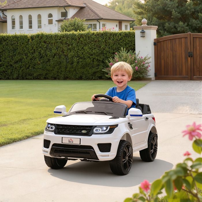 HOMCOM children's electric car, 12V electric vehicle, dual motors, 3 to 5 km/h, white