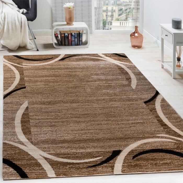 Modern Living Room Rug with Border, Speckled Brand Rug, Brown, Black, Beige [60x100 cm]