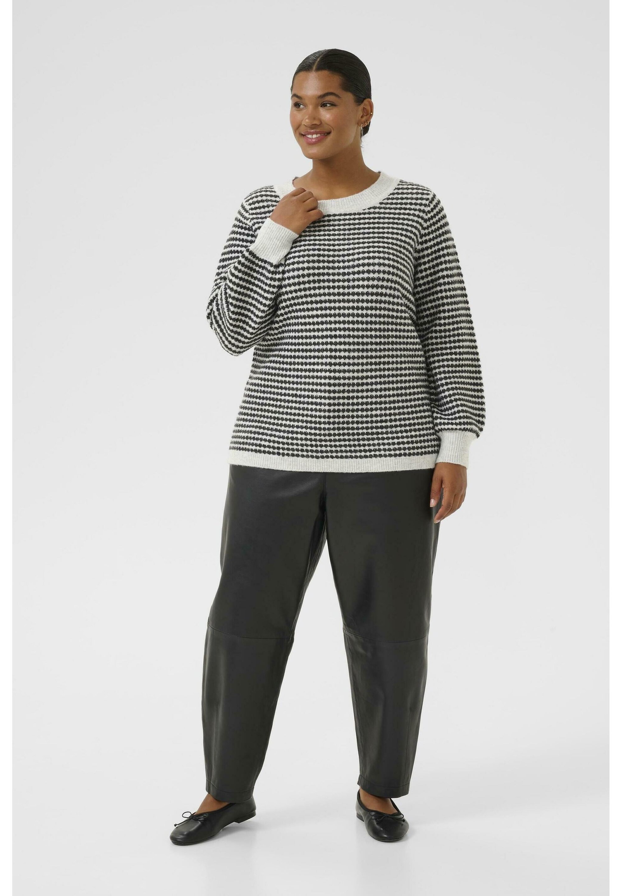 Kaffe Curve ELIONA - Pullover - hellgrau m schwarze Struktur