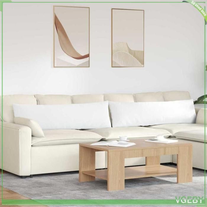 Cojines para sofá - ABI - 2 unidades - Blanco - 145 x 40 cm - Fundas extraíbles