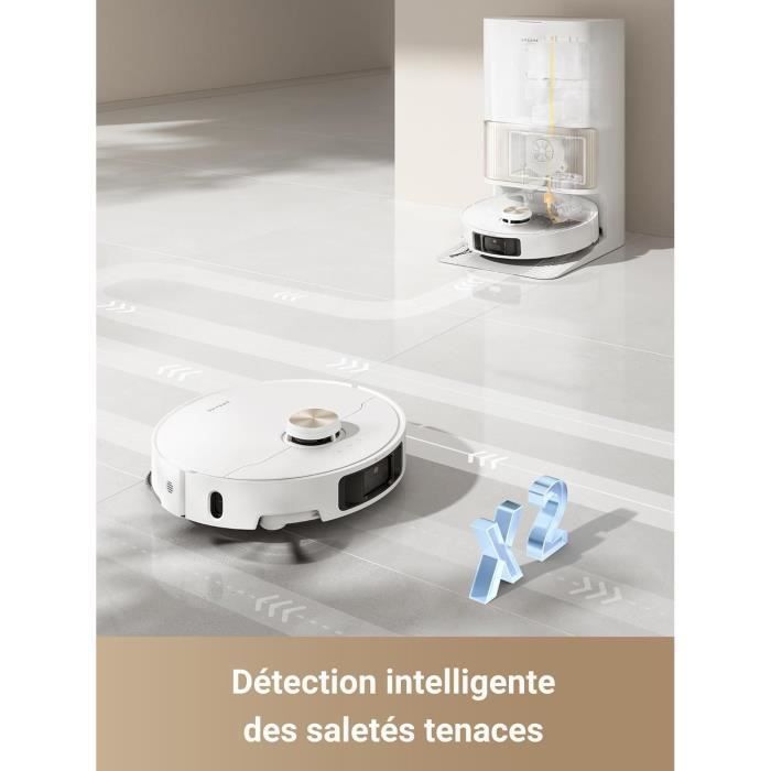 DREAME L40 Ultra Robot Aspirateur Laveur avec Serpillière Amovible et relevable - Brosse latérale Extensible et relevable -11 000 Pa