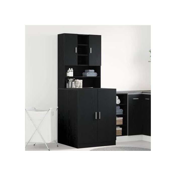 Meuble de rangement pour buanderie - vidaXL - Chêne noir - 70.5x71.5x181.5 cm - Bois d'ingénierie - Autonome
