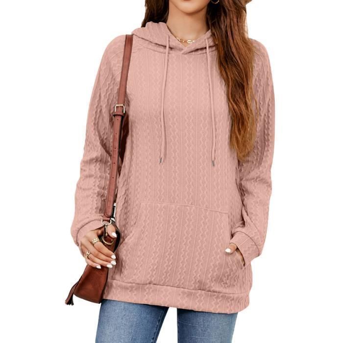 Sudadera con capucha de largo medio - INSFITY - Mujer - Manga larga - Sin cierre - Rosa