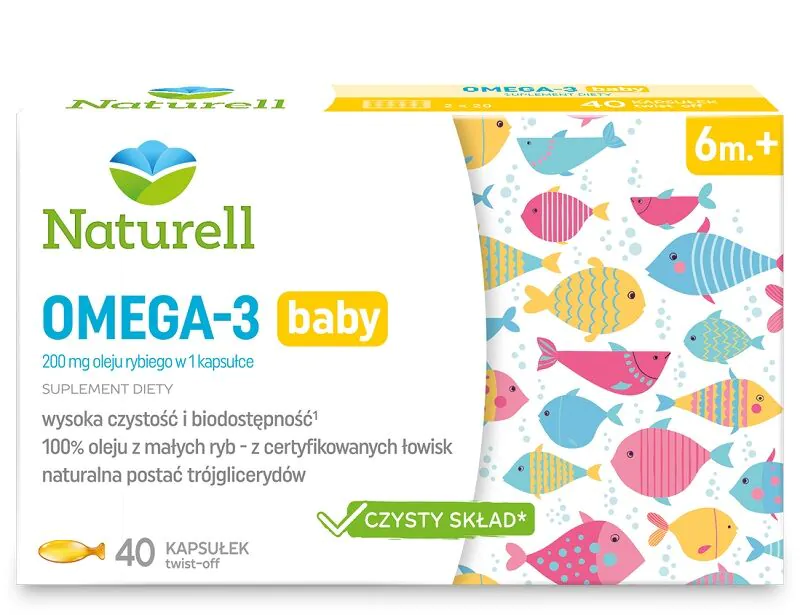 Naturell Omega-3 Baby, Kapsułki twist-off dla niemowląt powyżej 6. miesiąca życia