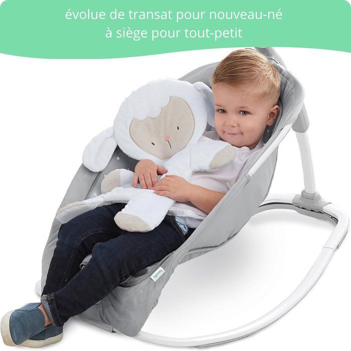 INGENUITY Sammenleggbar, konvertibel vippestol til baby - Little Sheep - Fast eller gyngestilling, babygave