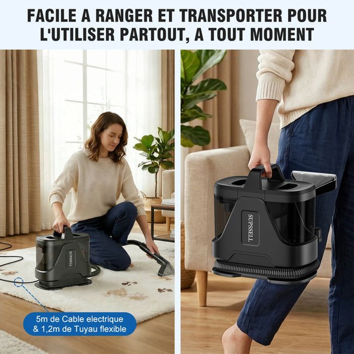 Stain remover - MAGICFOX - 650W - 16 kPa suction - Brush for stubborn stains - 1.85 L tank
