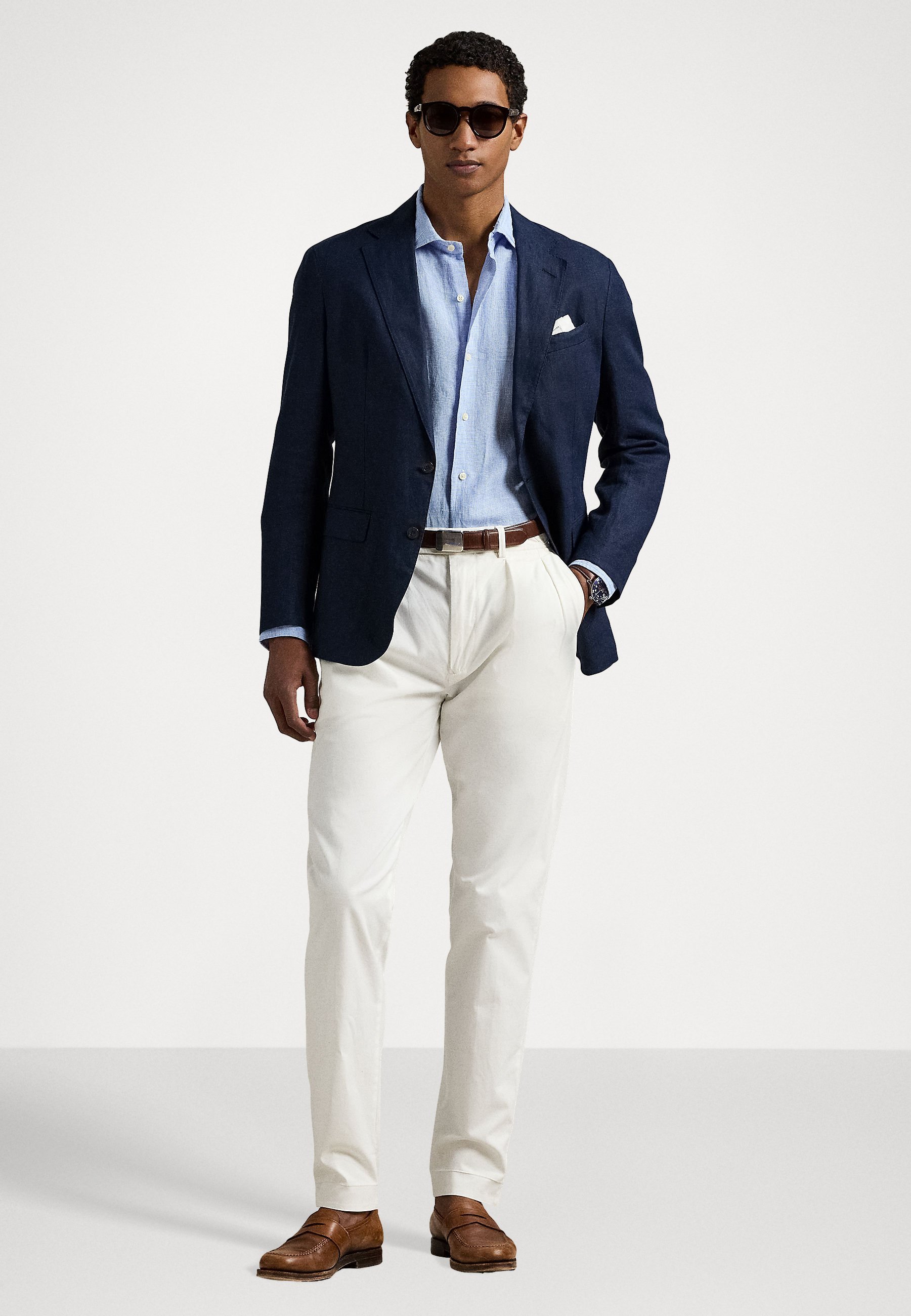Chemise en lin coupe personnalisée Polo Ralph Lauren - Bleu cabana/blanc