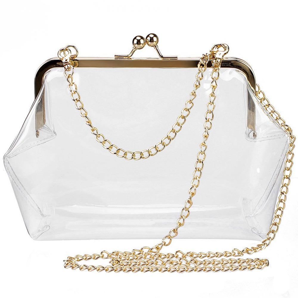 Clear Purse Crossbody Messenger Shoulder Bag For WOMEN Chain Strap(Transparent Color)