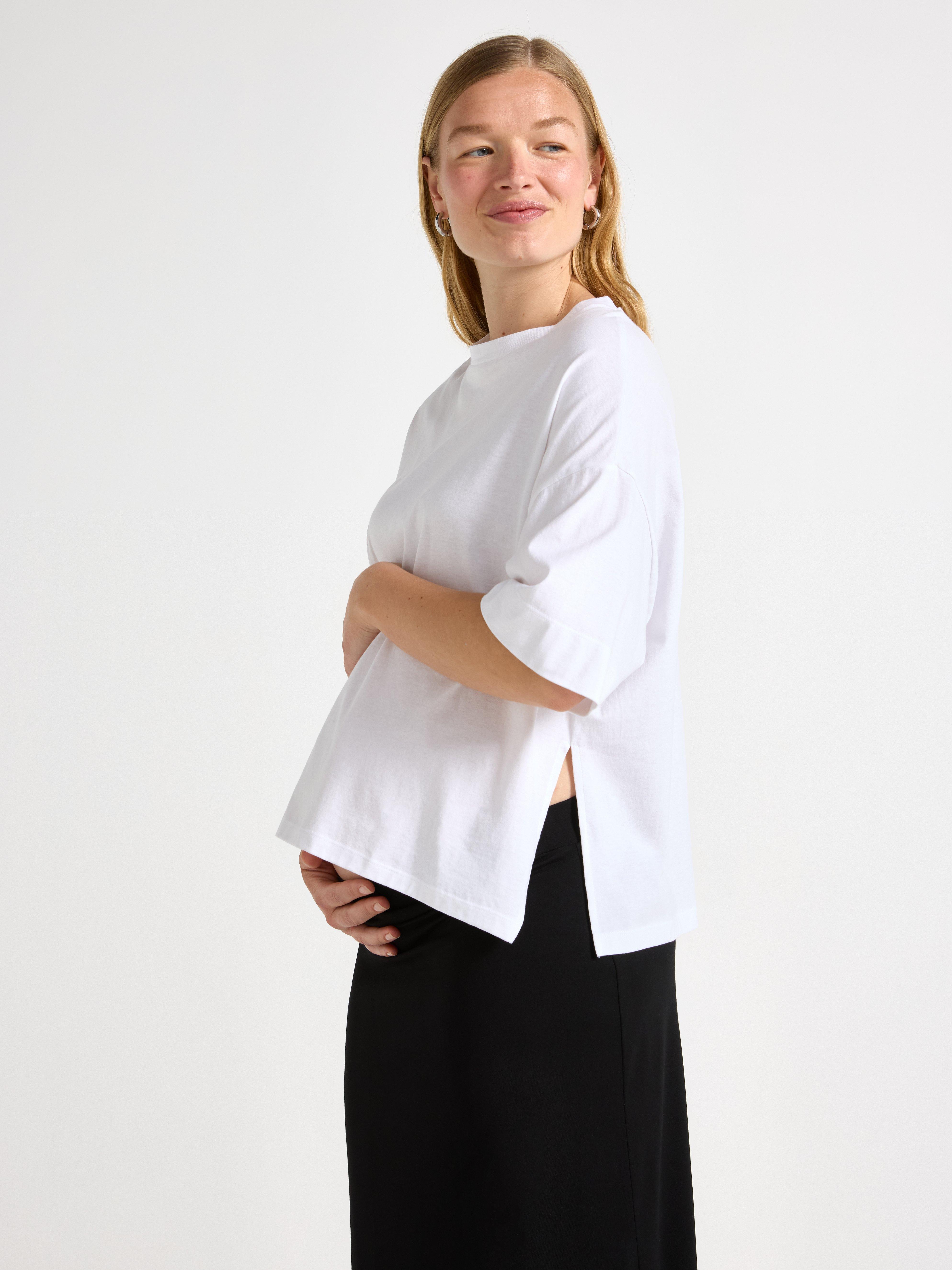 Camiseta de algodón MOM blanca