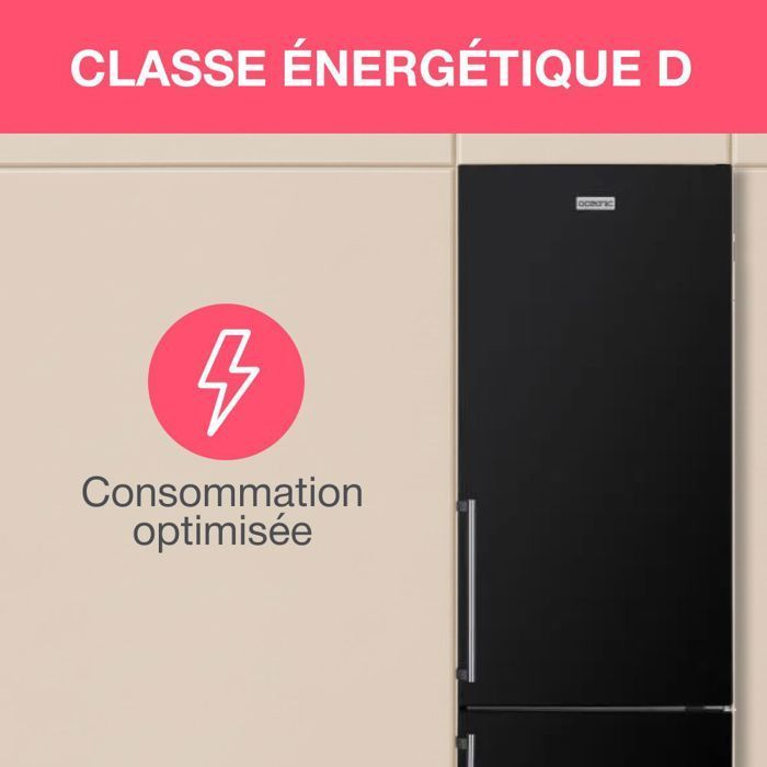 Frigorifero combinato - OCEANIC - OCEAFC262STDB - 262 L - Classe energetica D - 55 x 56 x 180 cm - Nero