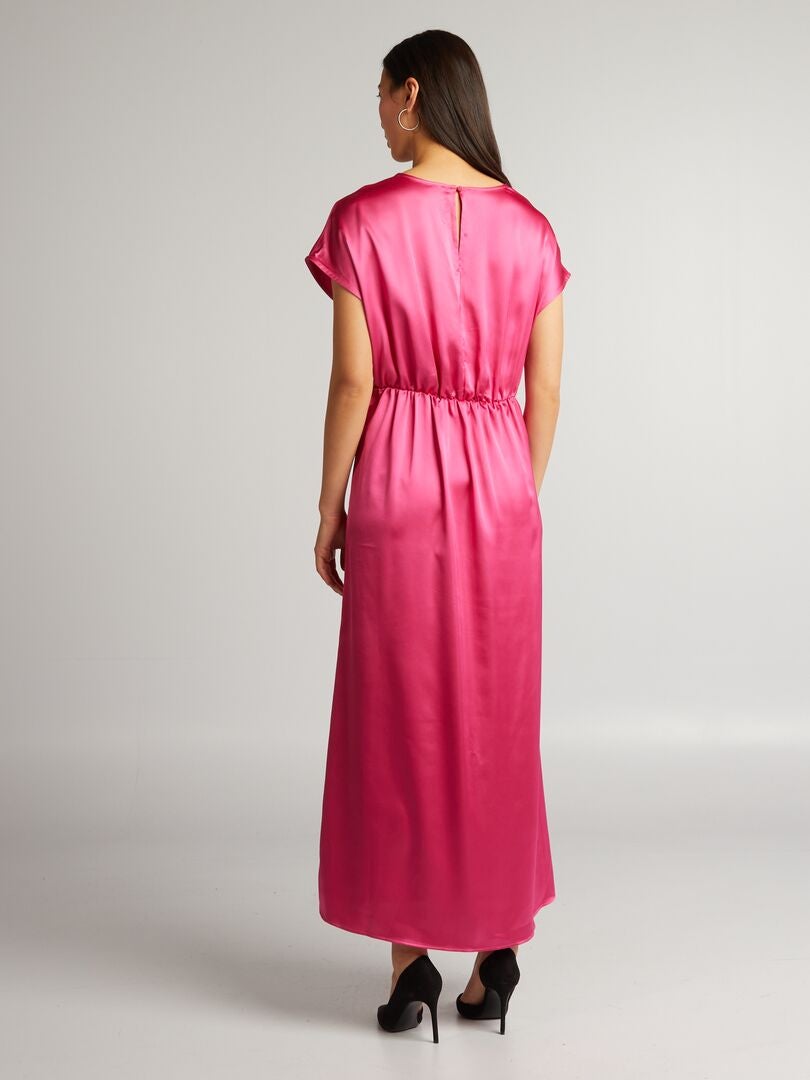 Lange satijnen jurk - ROZE