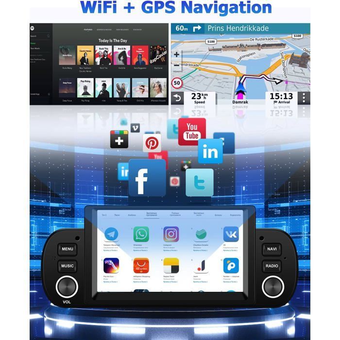 Android 13 2GB+64GB 6,2-tums bilradio för FIAT Panda 2013-2020 med CarPlay/Android Auto, trådlös GPS, WiFi, kamera och mikrofon