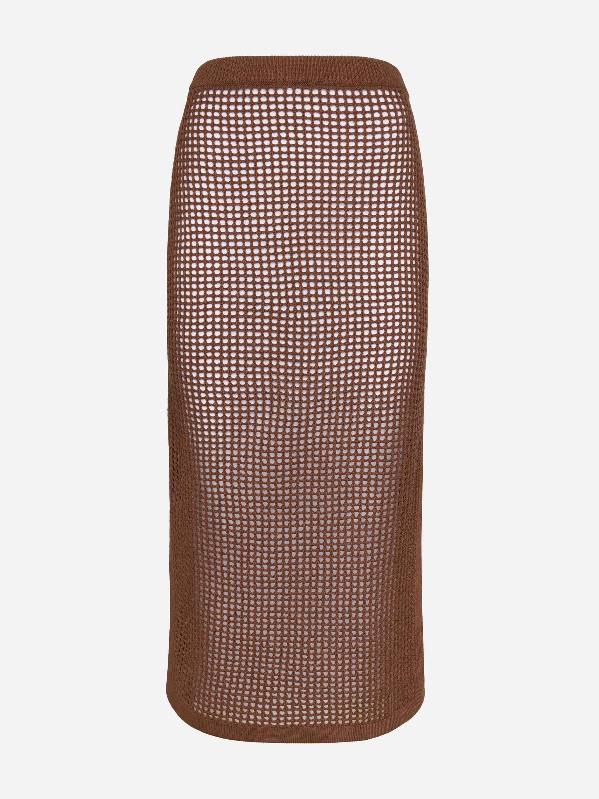 Darline midi rok in bruin gehaakt materiaal