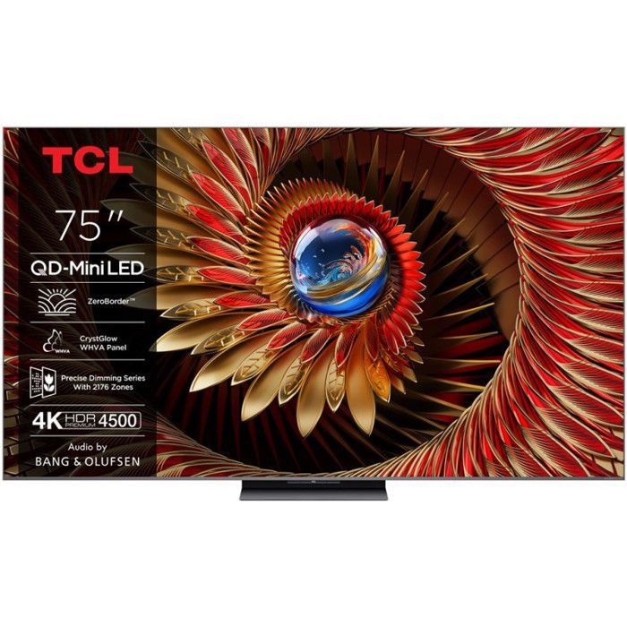 TV QD Mini LED Tcl 75C89K 189 cm 4K UHD 2025 Brushed aluminum
