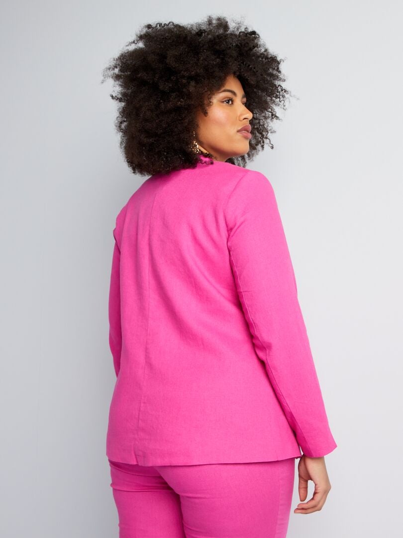Chaqueta de traje de lino con cuello recto - ROSA