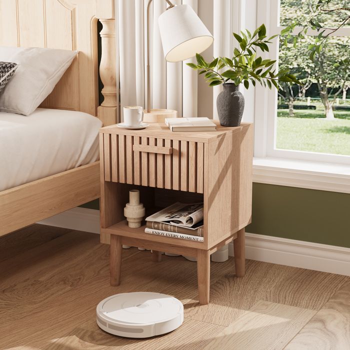 Lot de 2 Tables de Chevet,Table de Chevet avec Tiroirs,Meuble de Chevet,Chevet de Lit avec Pieds de table en bois,Couleur du bois