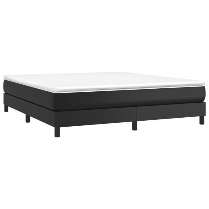 Base de cama de muelles - SALUTUYA - BD1863 - Negra - Piel sintética - 180x200 cm