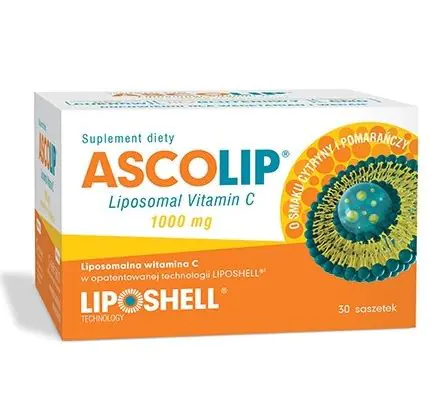 Ascolip Liposomal Vitamin C 1000 mg, Żel doustny, Smak cytrynowo-pomarańczowy