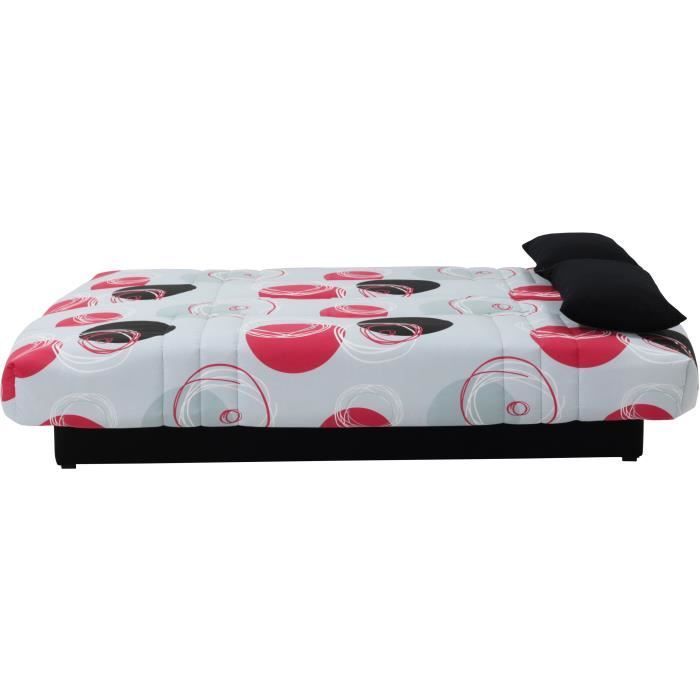 Canapé convertible clic clac 3 places - Tissu motif Planète gris - L 190 x P 92 cm - DREAM - Style Contemporain