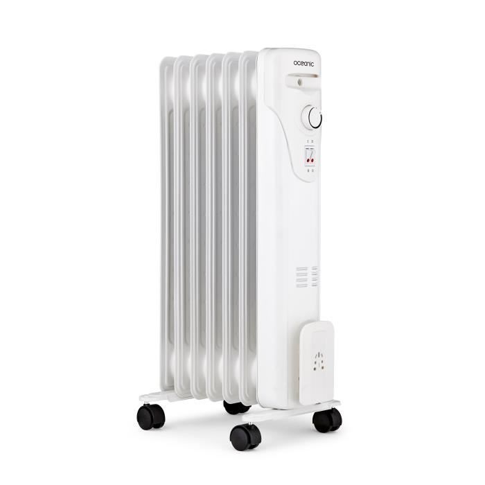 Radiador eléctrico de aceite OCEANIC de 1500 W - 3 niveles de potencia - 7 elementos - Blanco - Portátil