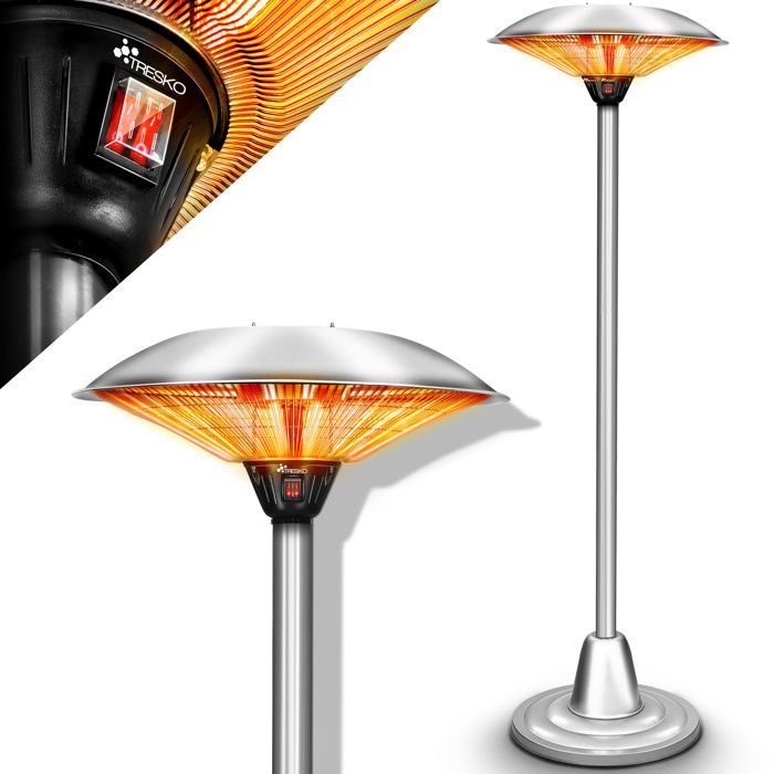 TRESKO® Parasol chauffant 2500W | Chauffage extérieur Infrarouge | Radiateur Rayonnant Électrique de Terrasse | 2 Niveaux de Chaleur