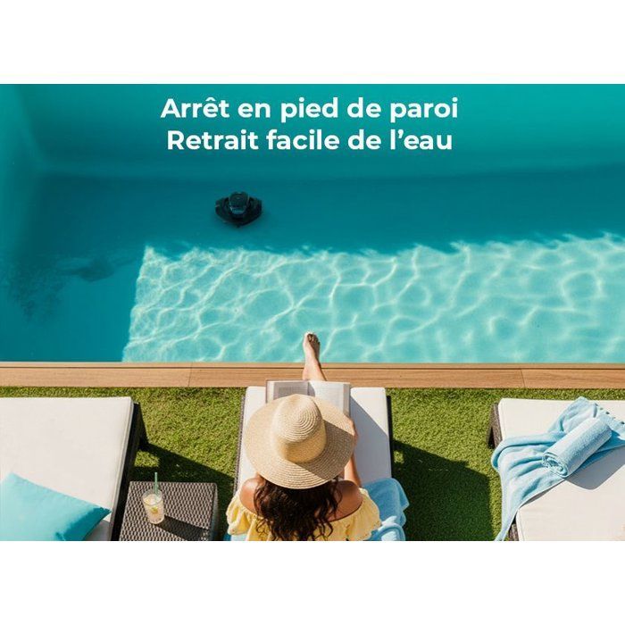 Robot de piscine - GRE - Moovo TM 90 - À batterie - Piscines hors-sol - Jusqu’à 9 m de longueur/80 m² - Autonomie 90 min - 2 L