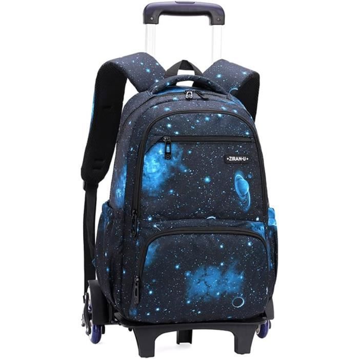 Mochila escolar Garon con ruedas para niños, mochila con ruedas para uso diario y viajes, edades de 6 a 16 años, negra.