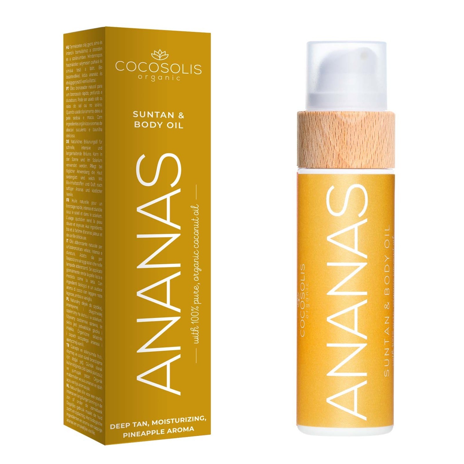 „Cocosolis“ ananasų kūno aliejus nuo saulės ir kūno aliejus – 200 ml