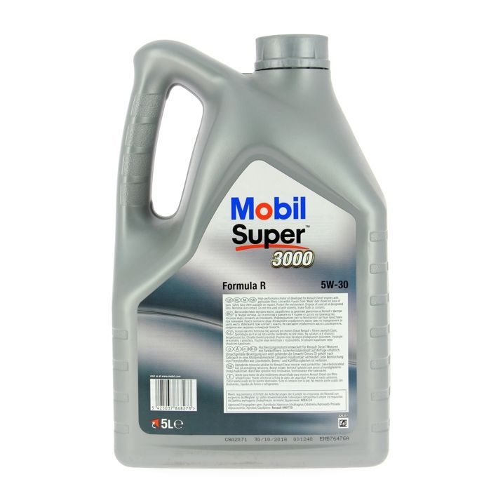 Huile moteur 5W-30 Synthétique - MOBIL - Super 3000 - Formula-R -bidon 5L -  haute performance