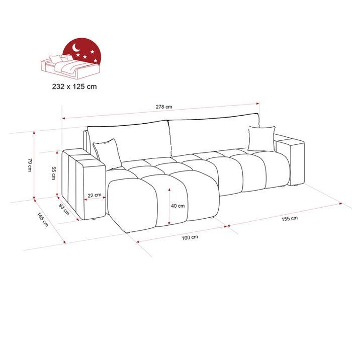 OFI Reversible Corner Sofa - 5 Seater - Convertible Sofa with Storage - Soft-Touch Fabric - Grey