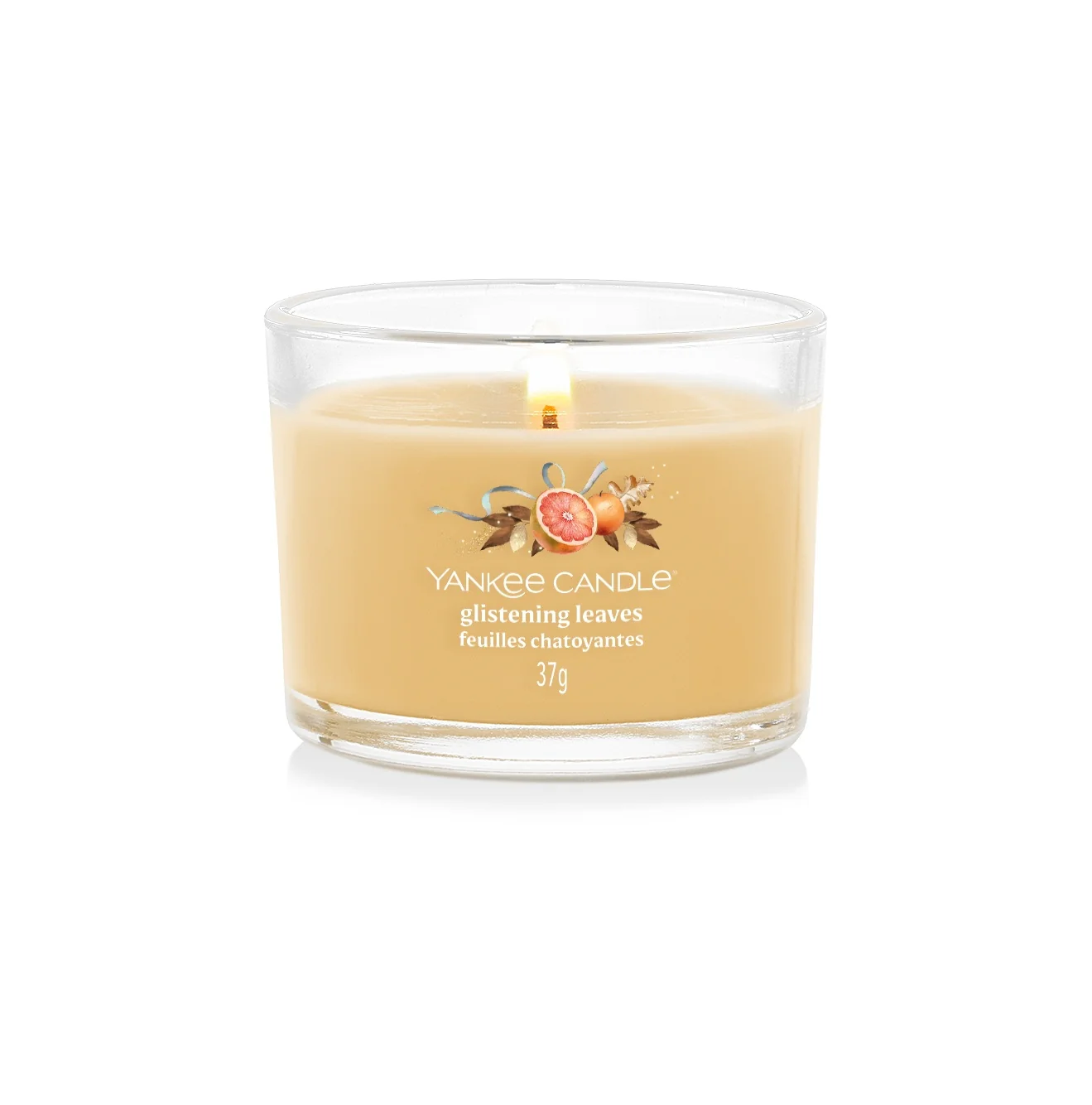 Filled Votive Candles Glistening Leaves - Candela Profumata