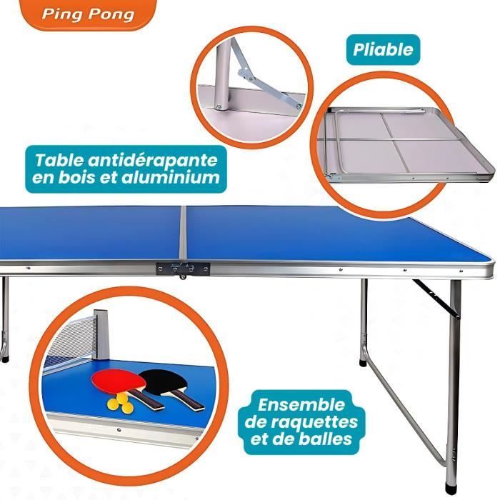 Table PING PONG - Devessport - 4730 - 120 x 60 x 70 cm - Accessoires inclus - Extérieur