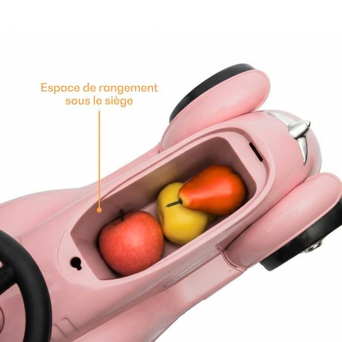 Porteur Enfant Voiture Rétro Classic 1930 - Porteur Bébé 1 à 3 ans  - Rose - Klaxon & Coffre - Aide à la Marche