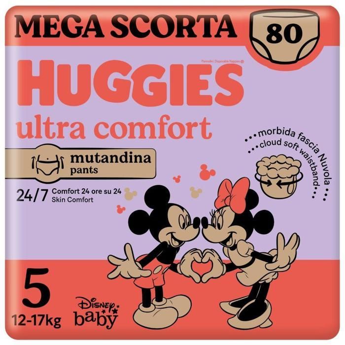 Huggies Ultra Comfort Diaper Pants Size 5, Mega Pack of 80 Diapers