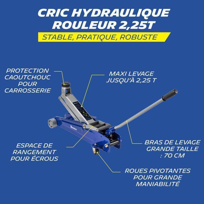 Gato hidráulico de carretilla para SUV de 2,25 T - MICHELIN - rango de elevación de 150 mm a 530 mm