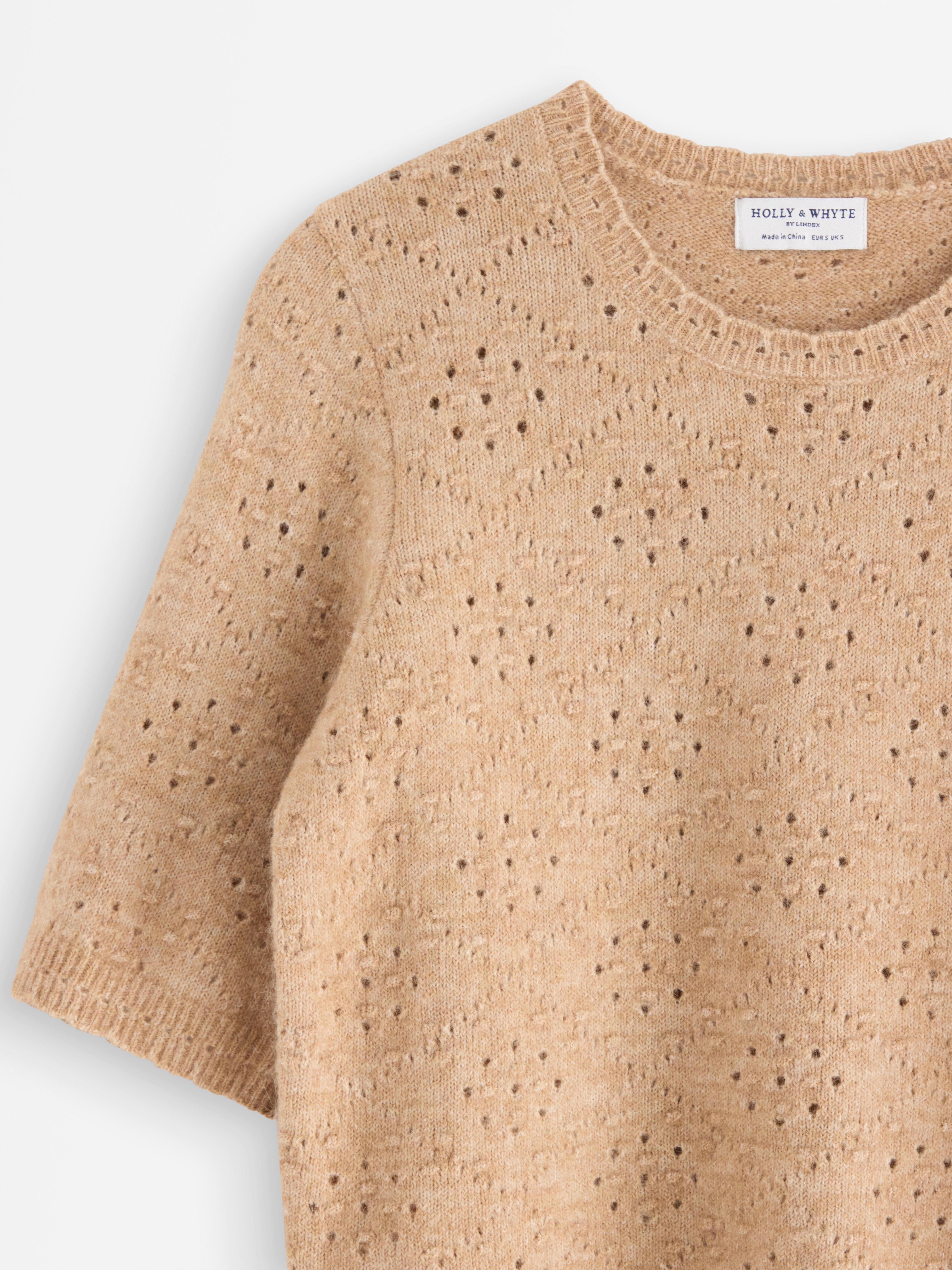 Jersey de punto color beige claro jaspeado