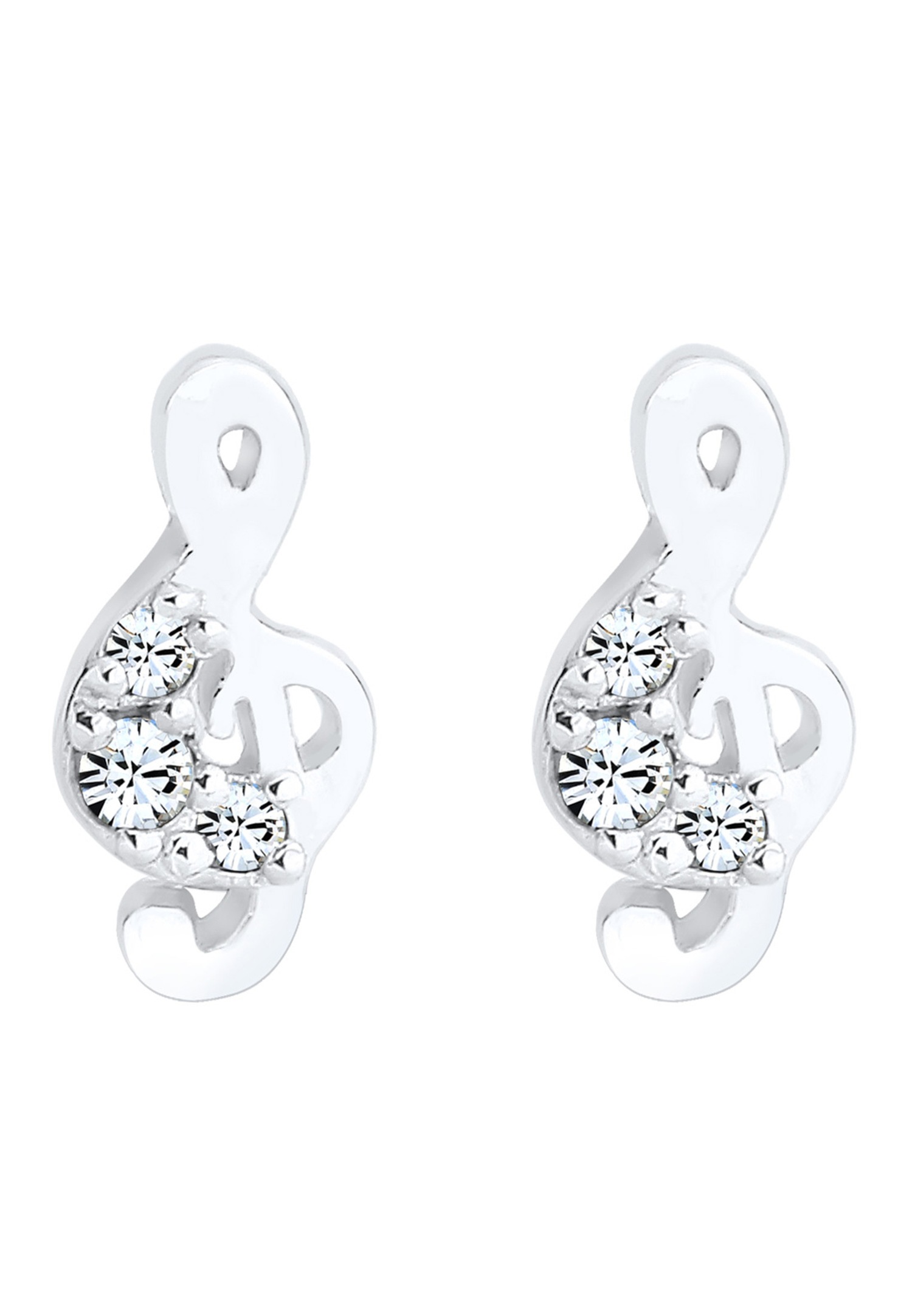 Elli Femmes clous d'oreilles motif clé de sol classique avec cristaux en argent sterling 925