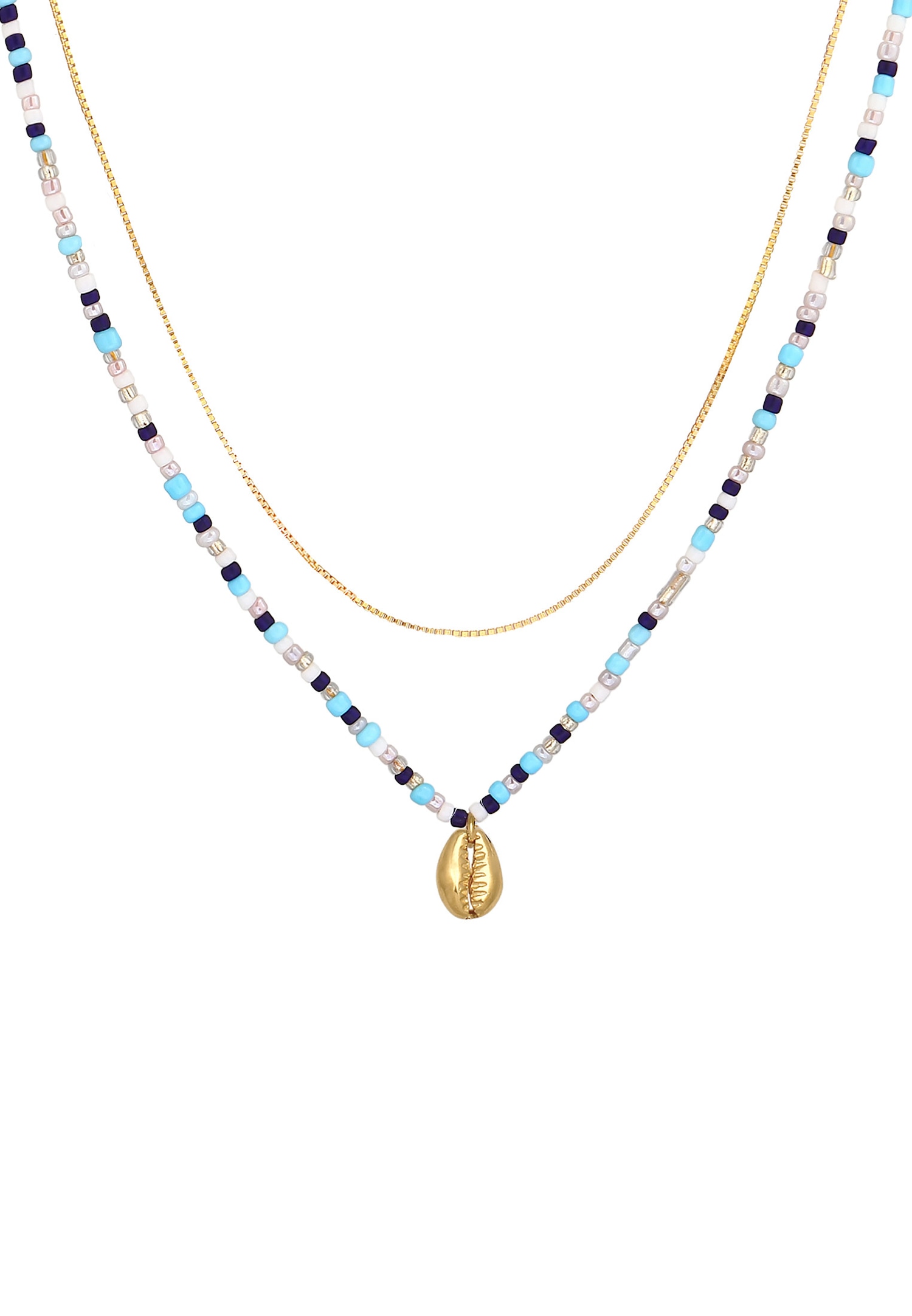 Elli Femmes Couche Coquillage Pendentif Perles de verre Coloré Été Trend en argent sterling 925 plaqué or