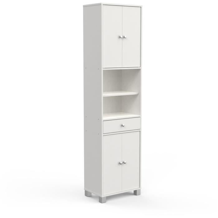 Colonne de salle de bain - BIKINI - 2 + 2 portes - Blanc mat - 34,6 x 10 x 194,5 cm