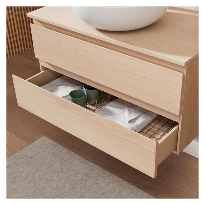 Conjunto de lavatório individual SORRENTO de 80 cm + lavatório + torneira + espelho + coluna