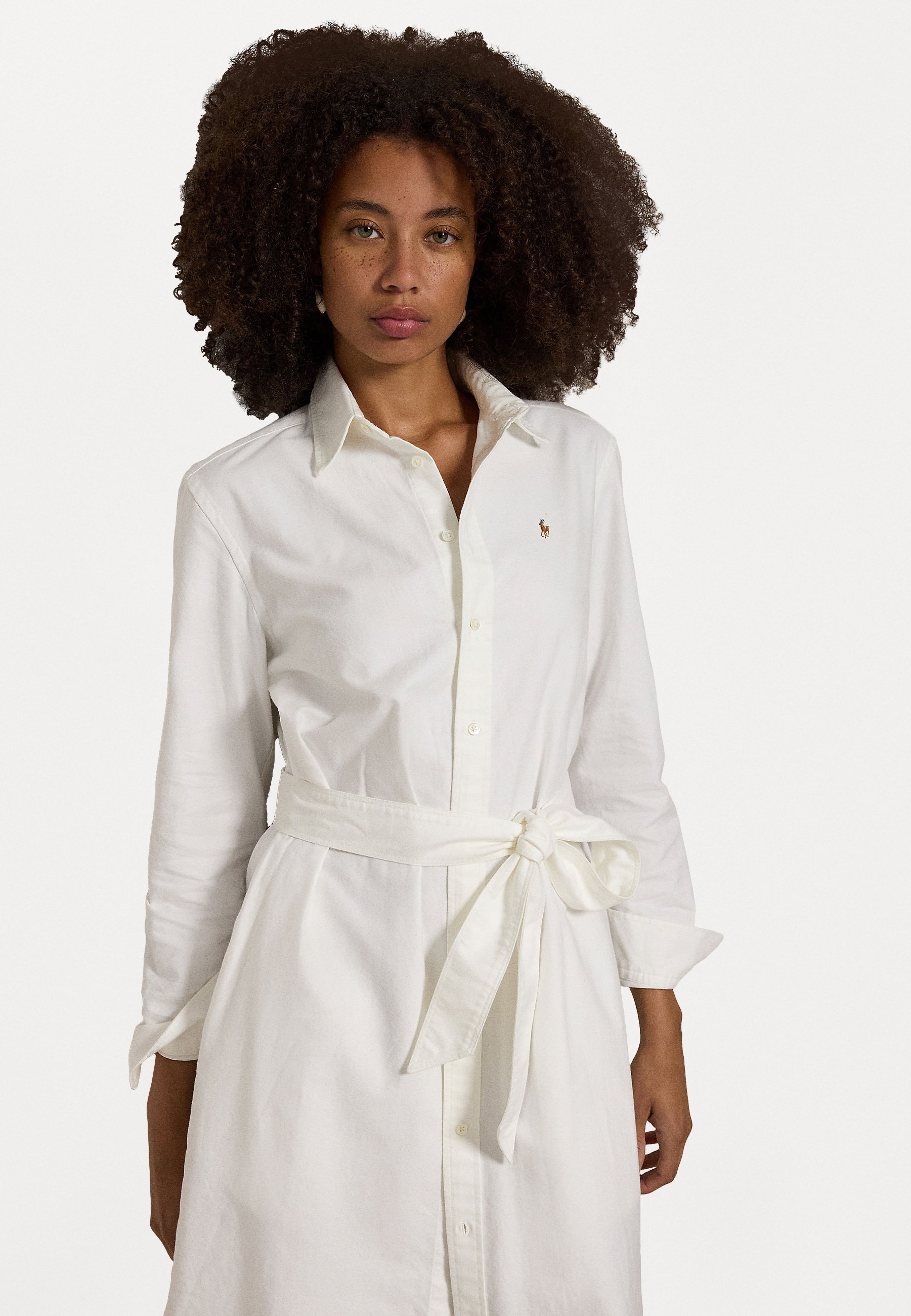 Robe-chemise en coton Oxford ceinturée Polo Ralph Lauren - blanche