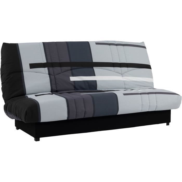 Sofá cama Click-clack de 3 plazas - Gris Track - 190 x 90 x 92 cm - PIXIE