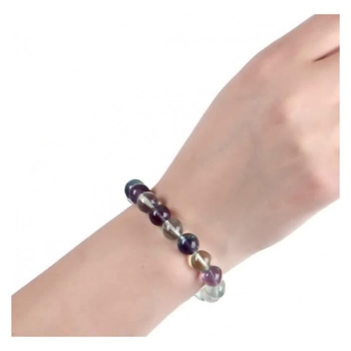 Pulseira - Litoterapia - Fluorita Multicolorida - 18cm - Elástica - Feminina