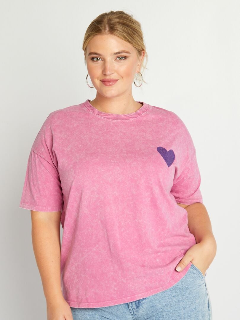 Camiseta de manga curta estampada - ROSA