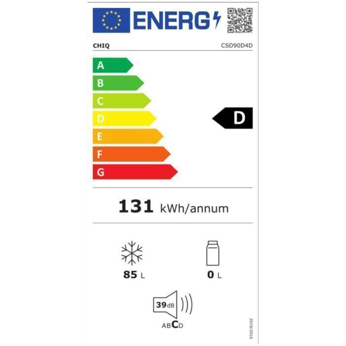 CHiQ Congélateur CSD90D4D vertical 85L, mini congélateur à porte unique, porte réversible, thermostat réglable