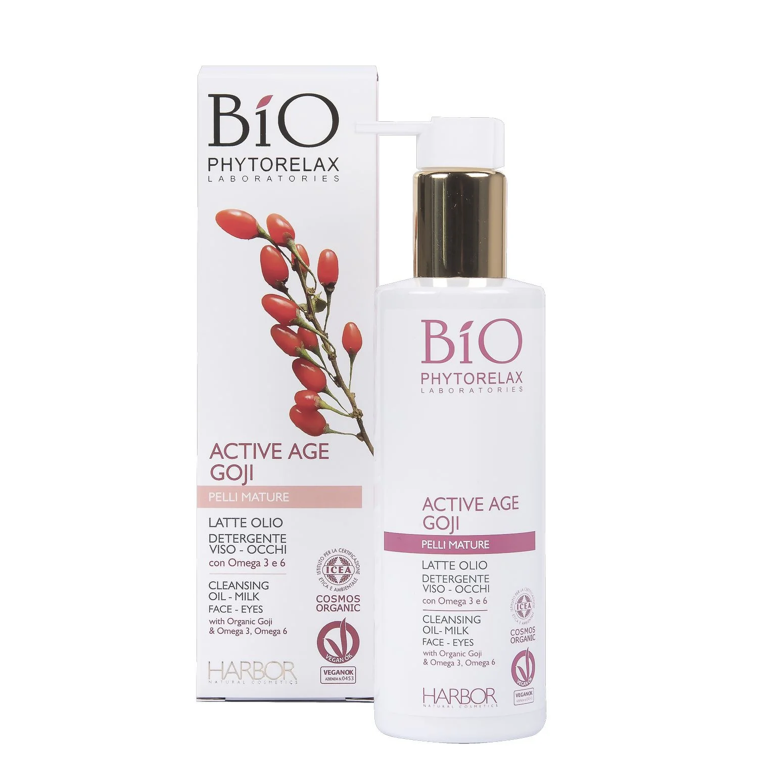 Active Age Goji Latte-Olio Detergente Viso-Occhi - Latte detergente viso, Olio detergente viso