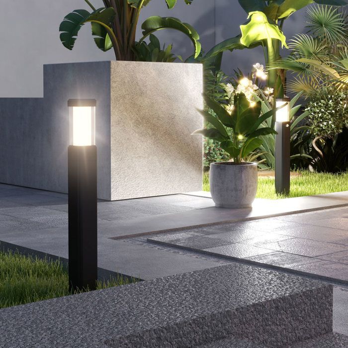 Set di 2 dissuasori luminosi a LED per esterni Outsunny, impermeabili IP65, lanterne per vialetti e passi carrai - neri