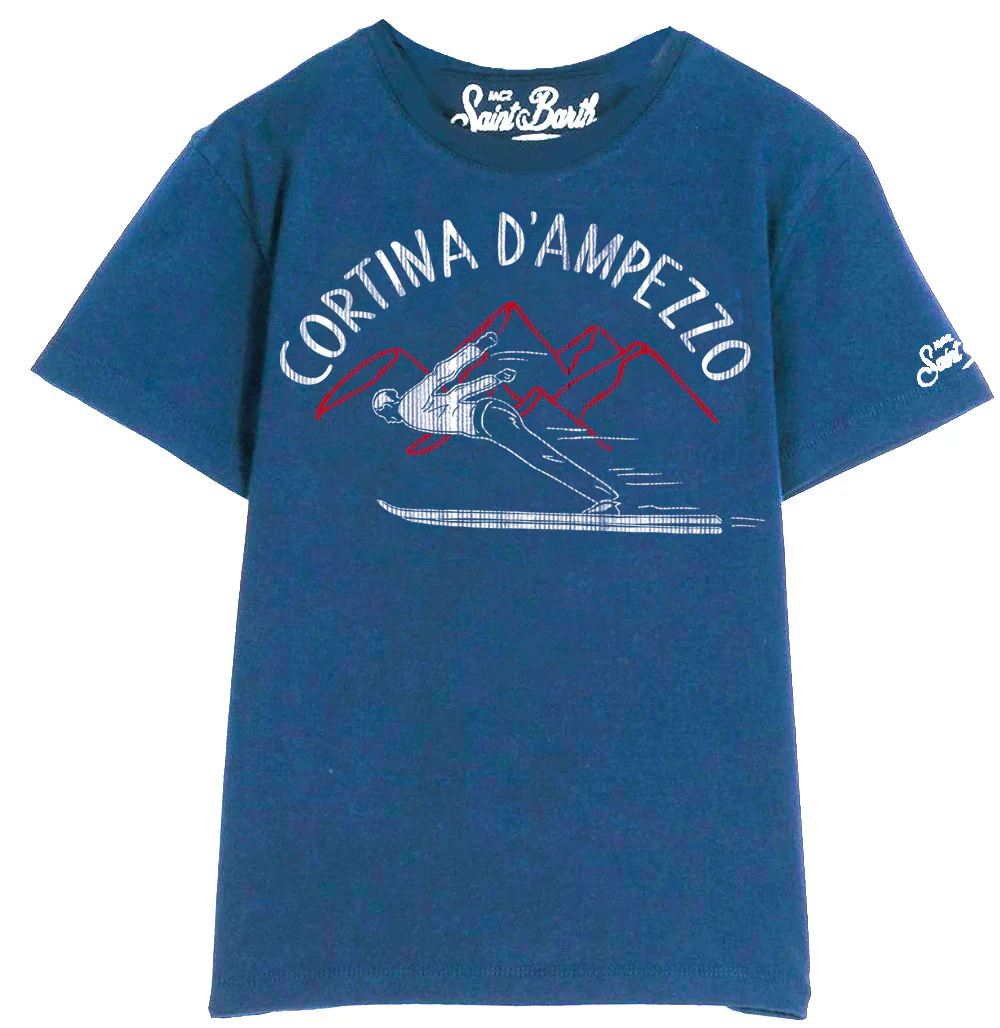 Cortina d'Ampezzo blauw katoenen T-shirt