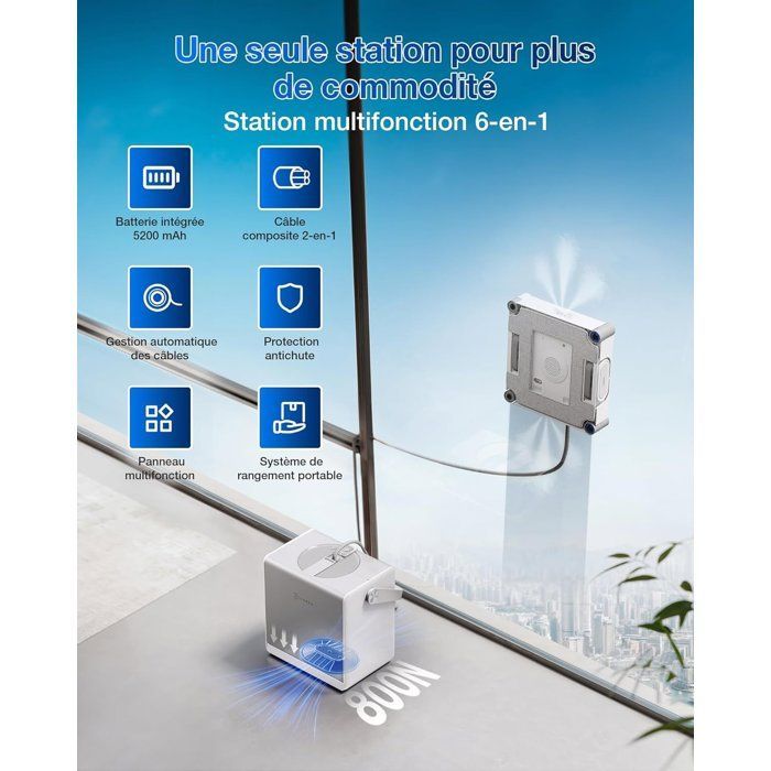 ECOVACS W2s OMNI - Robô Limpador de Janelas com Estação de Carregamento - Limpeza Inteligente TruEdge de Ponta a Ponta - Carrega Enquanto Funciona